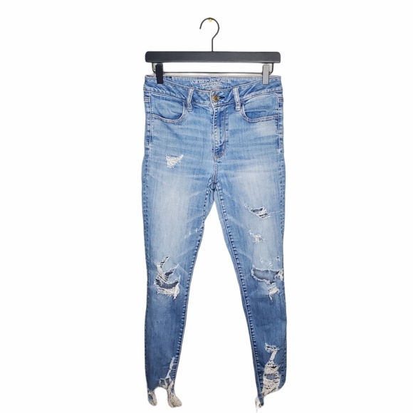 American Eagle Hi-Rise Jegging Distressed 8 Light - Picture 2 of 15
